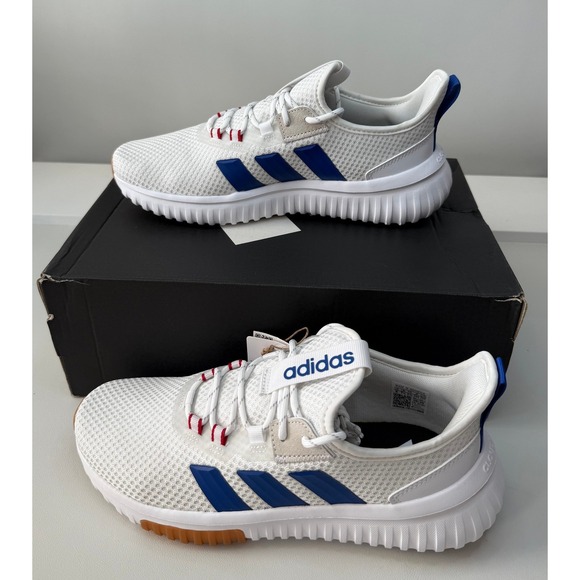 Adidas Kaptir 4.0 White Blue Gum Cloadfoam Running Sneakers JR8527 Mens 8 New - Picture 1 of 9